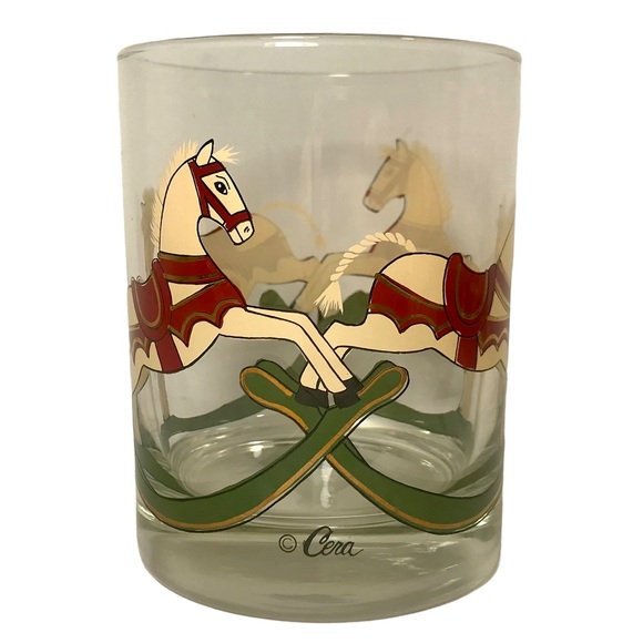 CERA Vintage Carousel Rocking Horse Set of 6 Old Fashioned Rocks Glasses Barware - Picture 3 of 9